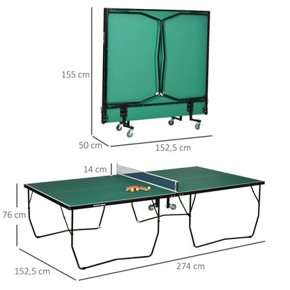 T500 Tischtennisplatte Maße grün – 274 × 152,5 cm Standardgröße