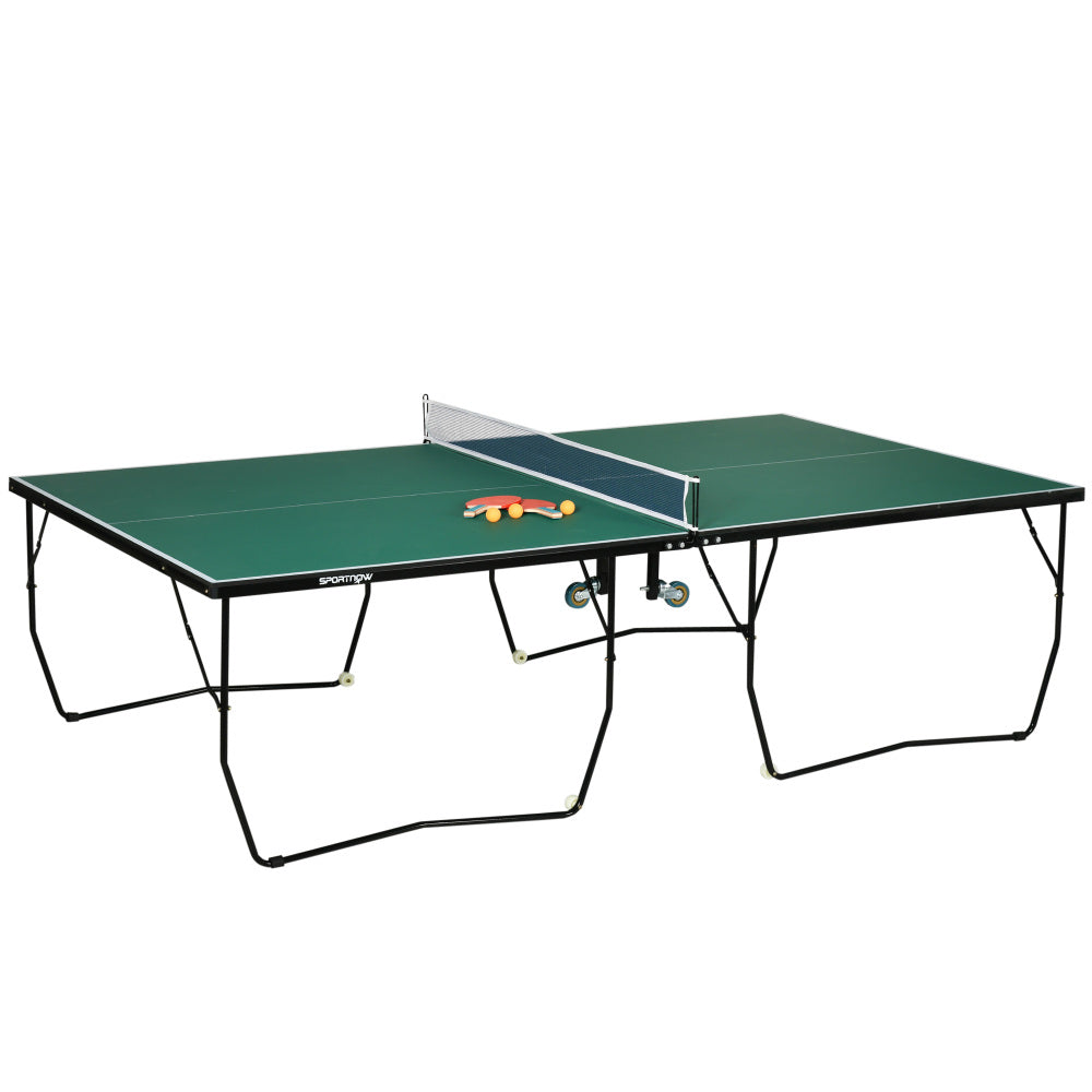 T500 Profi Tischtennisplatte grün – MDF-Platte mit Netz und Schlägern