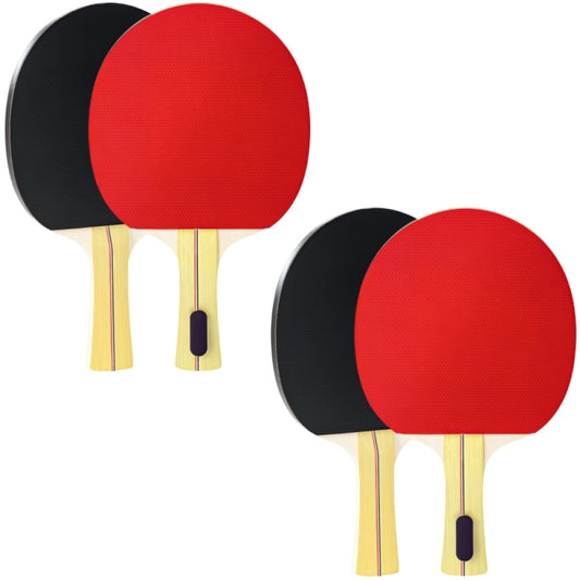 Sunjetfit Tischtennis Komplett-Set – 4 Profi-Schläger rot-schwarz auf weißem Hintergrund