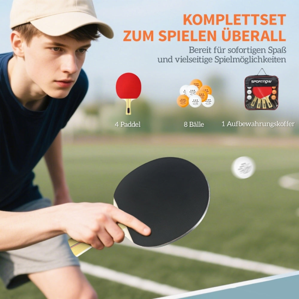 Tischtennis Set zum Spielen überall – Mann hält Schläger und Ball