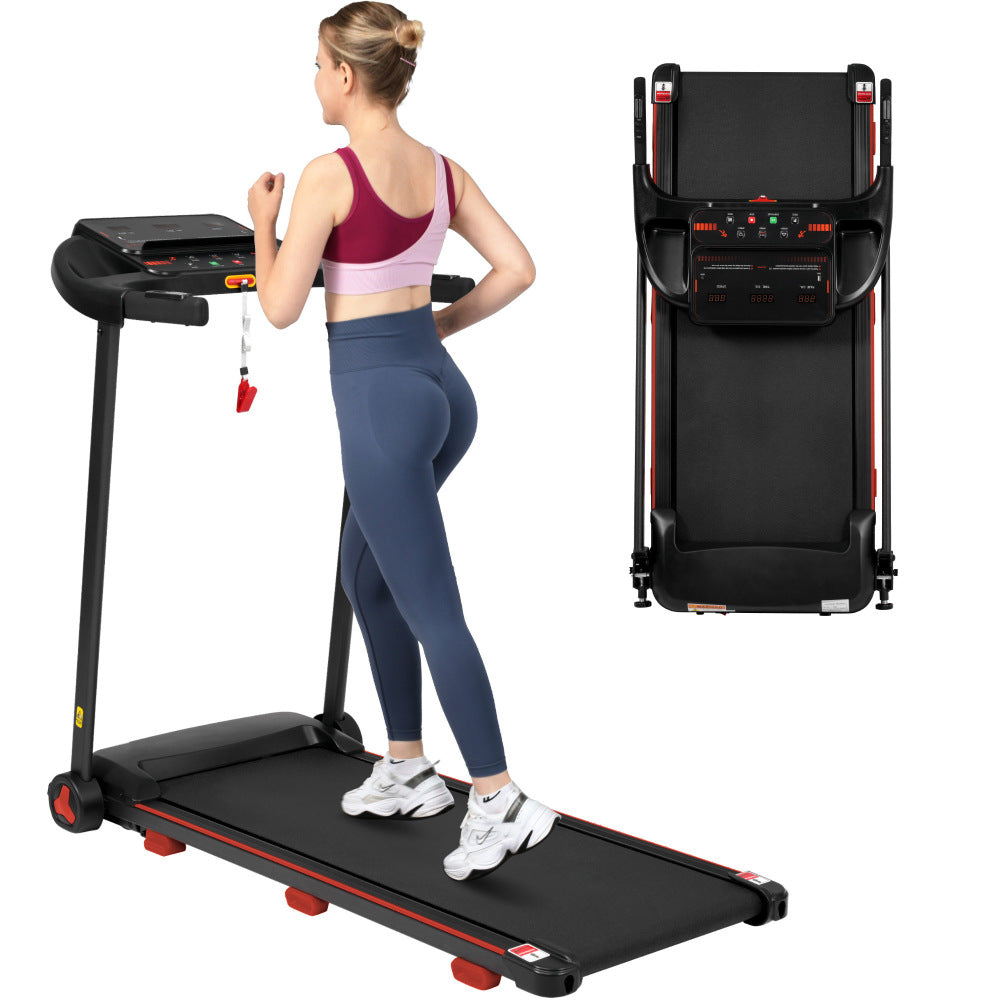 Sunjetfit X100 Profi Laufband – Frau trainiert, Vergleich aufgebaut und gefaltet